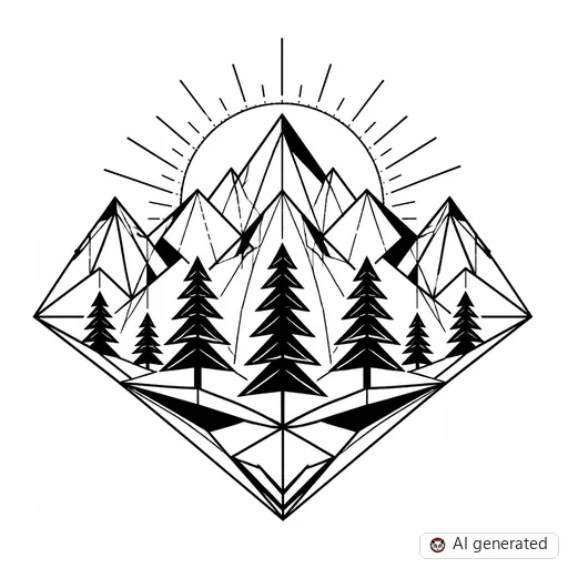 Mountain tattoo design in Geometric style