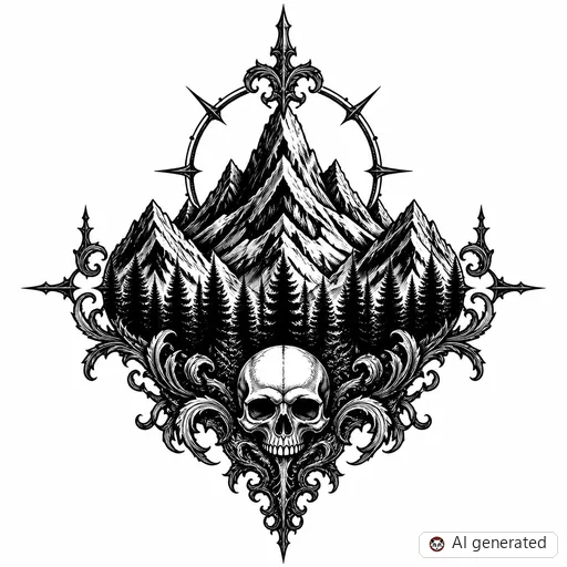 Disegno di tatuaggio Montagna in stile Gothic