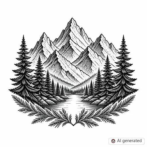 Mountain tattoo design in Illustrative style
