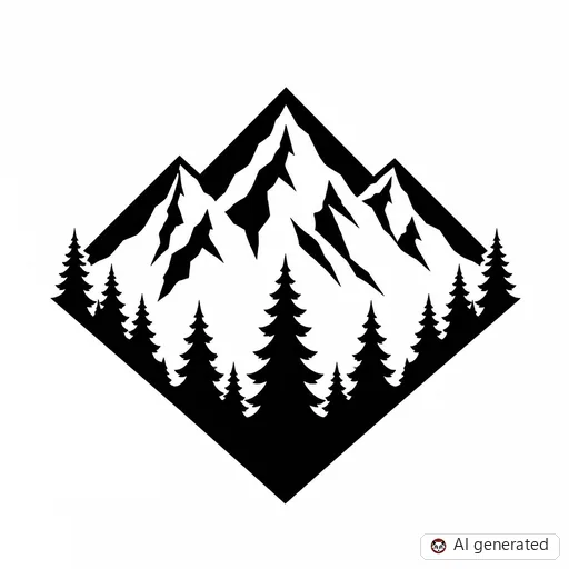 Berge-Tattoo-Entwurf im Stil Negative Space