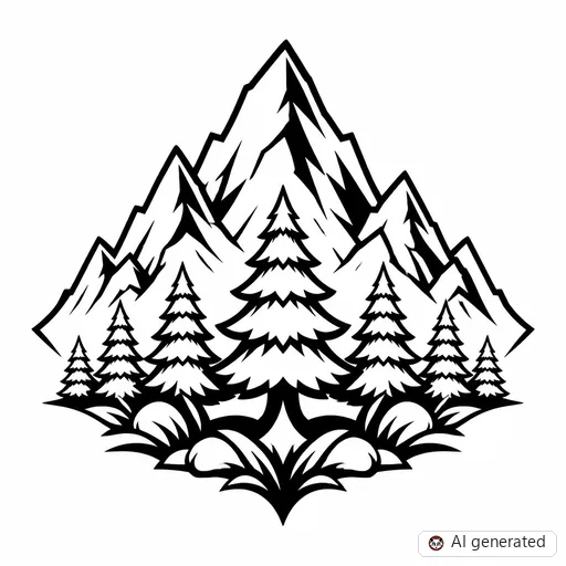 Mountain tattoo design in New School style