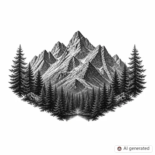 Mountain tattoo design in Realism style