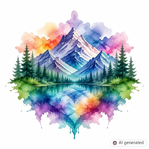 Mountain tattoo design in Watercolor style