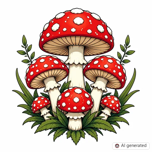 Pilz-Tattoo-Entwurf im Stil Anime