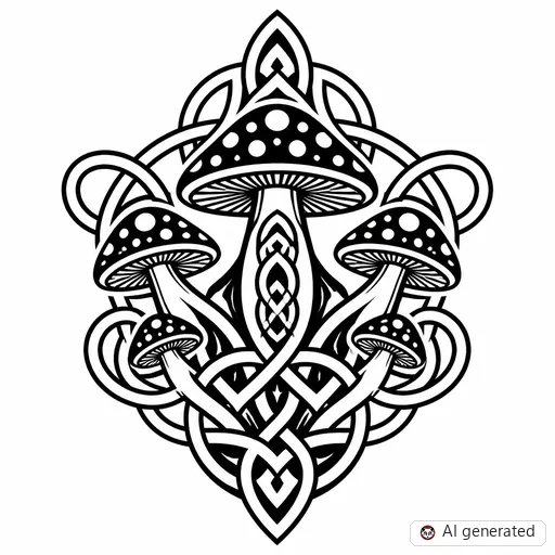 Disegno di tatuaggio Fungo in stile Celtico