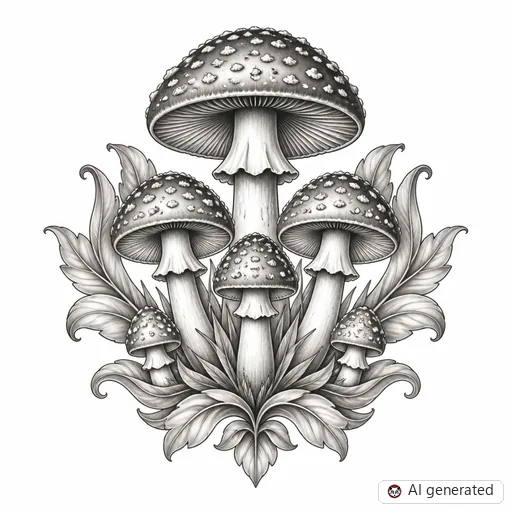 Pilz-Tattoo-Entwurf im Stil Chicano