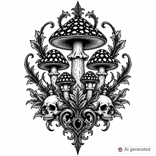 Disegno di tatuaggio Fungo in stile Gothic