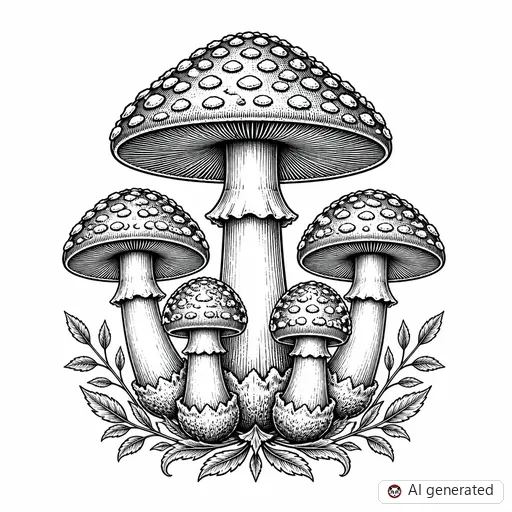 Mushroom tattoo design in Illustrative style