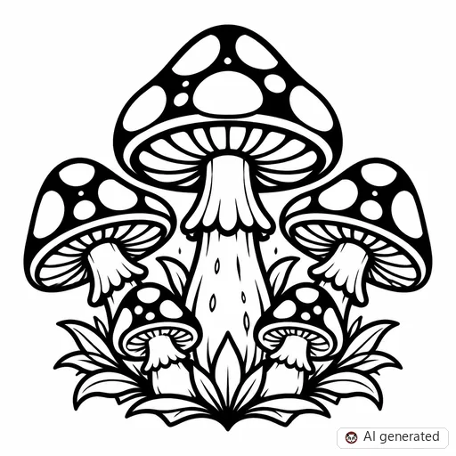 Mushroom tattoo design in New School style