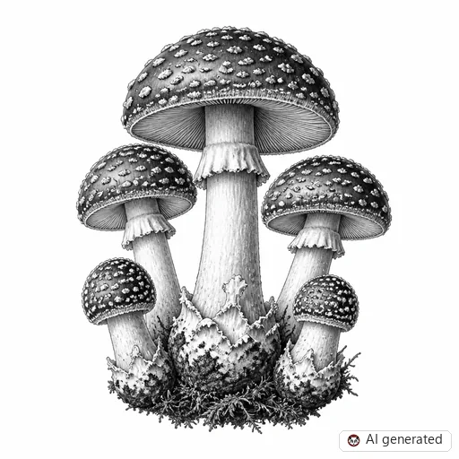 Mushroom tattoo design in Realism style