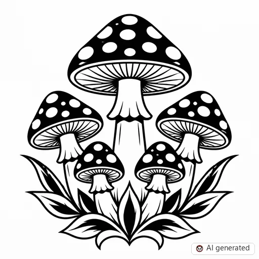 Mushroom tattoo design in Traditional style