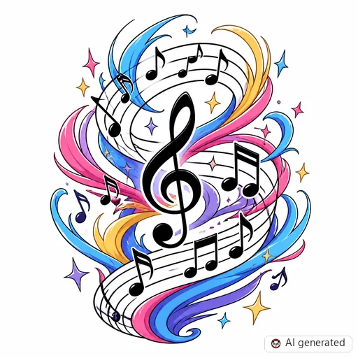 Musiknote-Tattoo-Entwurf im Stil Anime