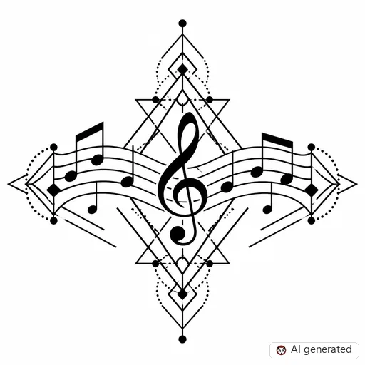 Music note tattoo design in Geometric style