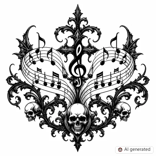 Disegno di tatuaggio Nota musicale in stile Gothic
