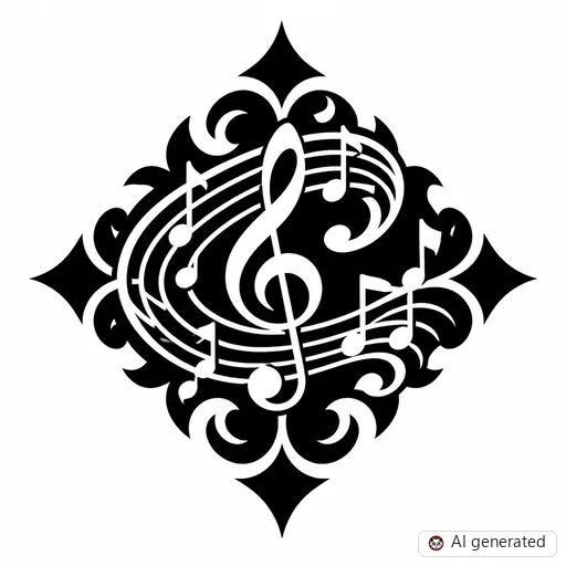 Musiknote-Tattoo-Entwurf im Stil Negative Space
