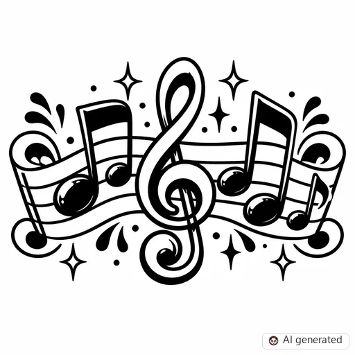 Music note tattoo design in New School style