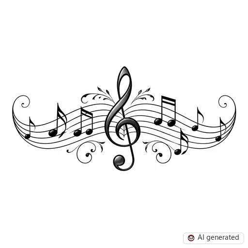 Music note tattoo design in Realism style