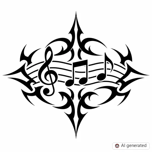 Music note tattoo design in Tribal style