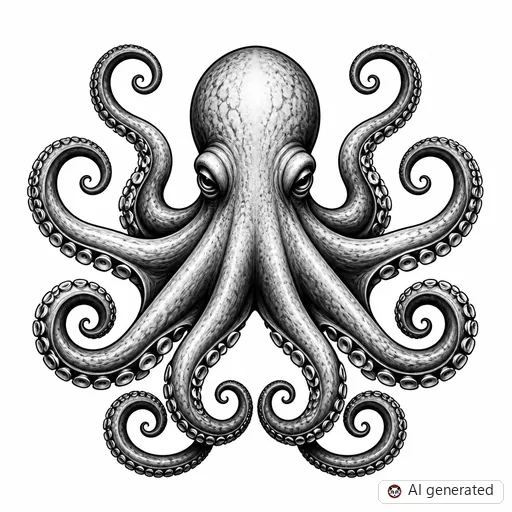 Octopus tattoo design in Black & Grey style