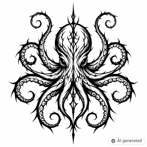 Oktopus-Tattoo-Entwurf im Stil Cybersigilism