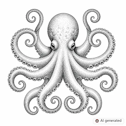 Octopus tattoo design in Dotwork style