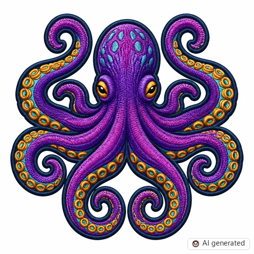 Diseño de tatuaje de Pulpo en estilo Bordado
