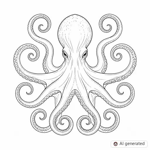 Oktopus-Tattoo-Entwurf im Stil Fine-Line