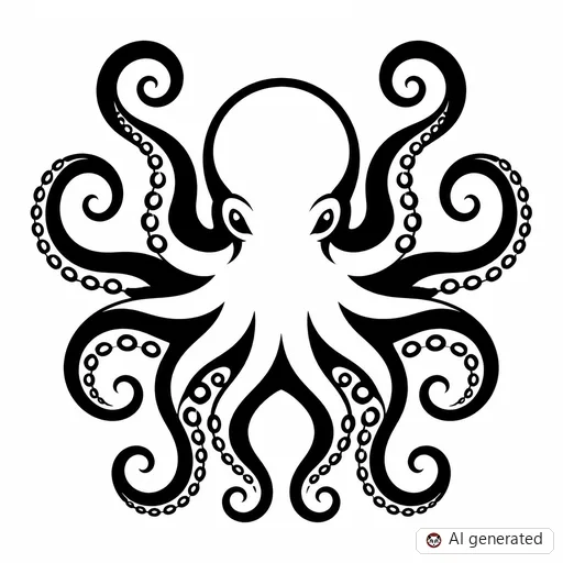 Oktopus-Tattoo-Entwurf im Stil Negative Space