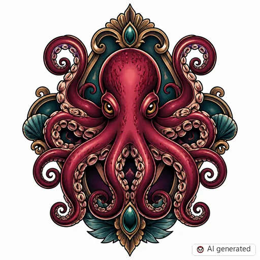 Oktopus-Tattoo-Entwurf im Stil Neo-Traditional