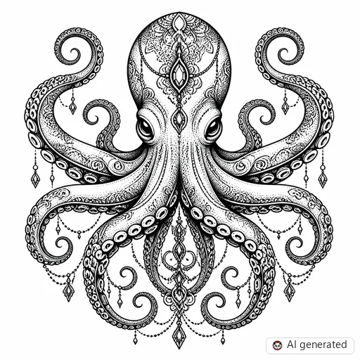 Octopus tattoo design in Ornamental style