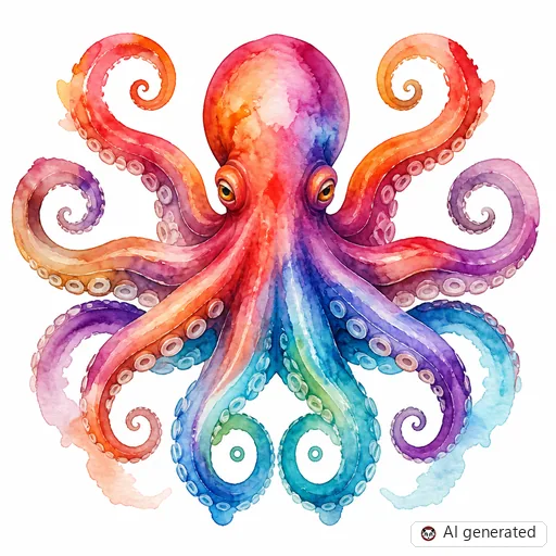 Oktopus-Tattoo-Entwurf im Stil Watercolor