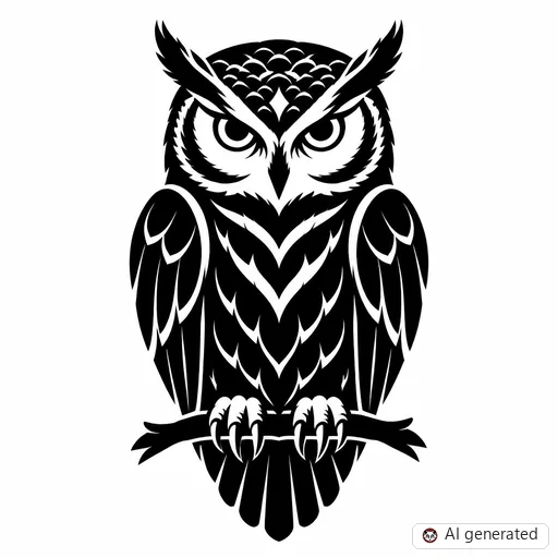 Owl tattoo design in Blackwork style