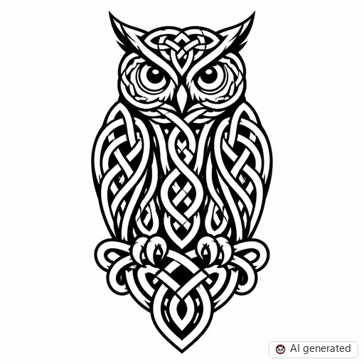 Disegno di tatuaggio Gufo in stile Celtico