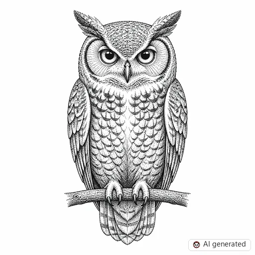 Owl tattoo design in Dotwork style