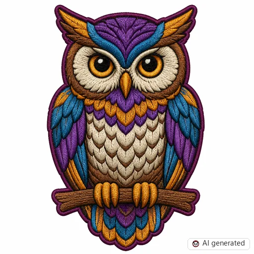 Diseño de tatuaje de Búho en estilo Bordado