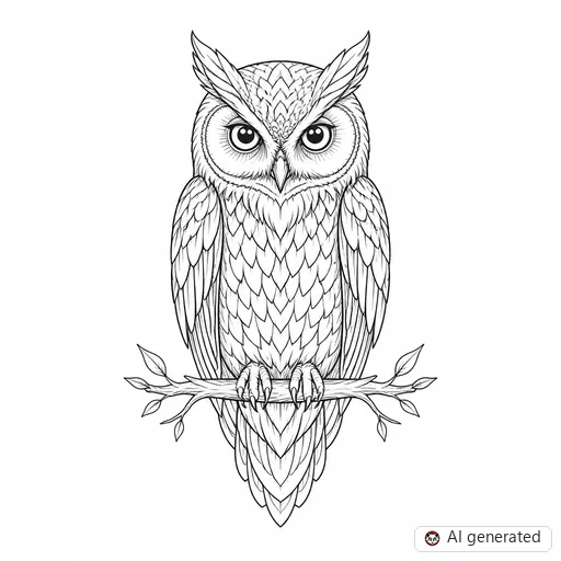 Owl tattoo design in Fine-Line style