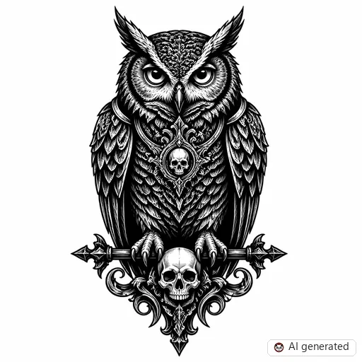 Disegno di tatuaggio Gufo in stile Gothic