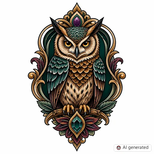 Eule-Tattoo-Entwurf im Stil Neo-Traditional