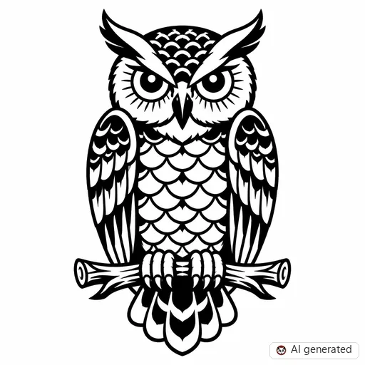Owl tattoo design in Traditional style