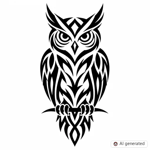 Owl tattoo design in Tribal style