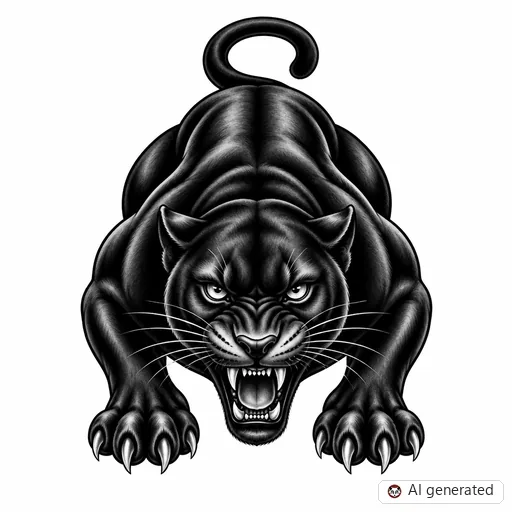Panther tattoo design in Black & Grey style