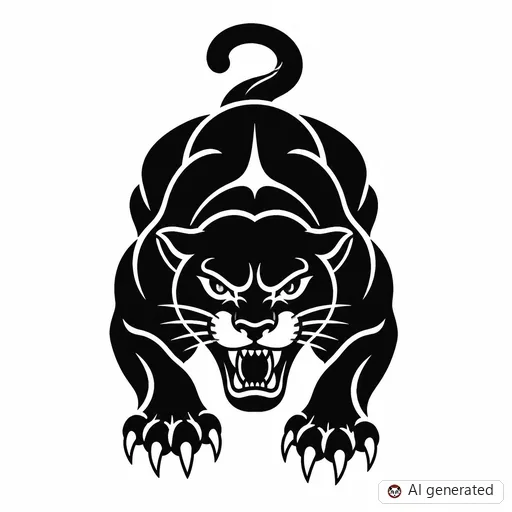 Panther tattoo design in Blackwork style