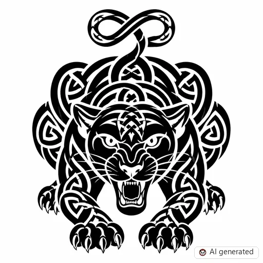 Disegno di tatuaggio Pantera in stile Celtico