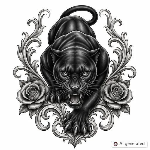 Panther-Tattoo-Entwurf im Stil Chicano