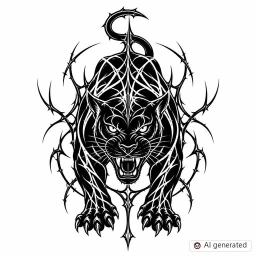 Panther tattoo design in Cybersigilism style