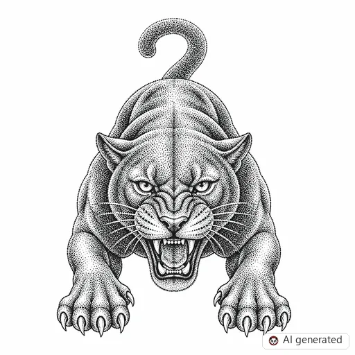 Panther tattoo design in Dotwork style