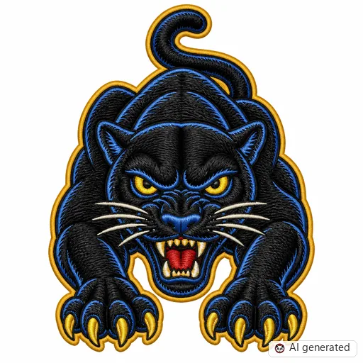Diseño de tatuaje de Pantera en estilo Bordado