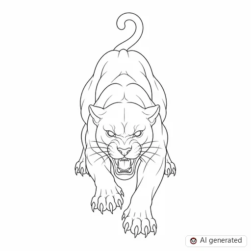 Panther tattoo design in Fine-Line style