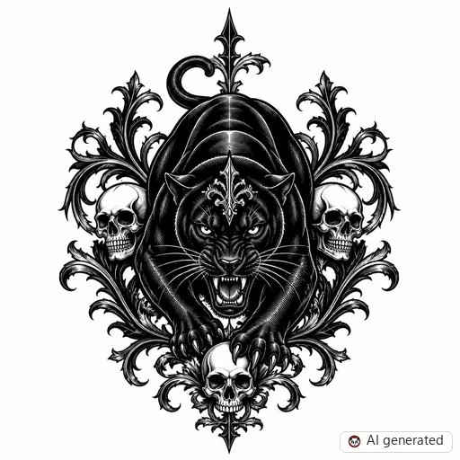Disegno di tatuaggio Pantera in stile Gothic