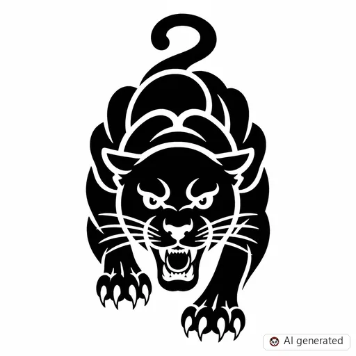 Panther-Tattoo-Entwurf im Stil Negative Space